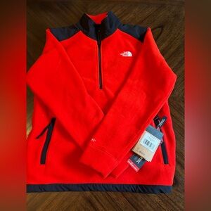 The North Face Mens Alpine Polartec 200 half zip Small Fiery Red Black New